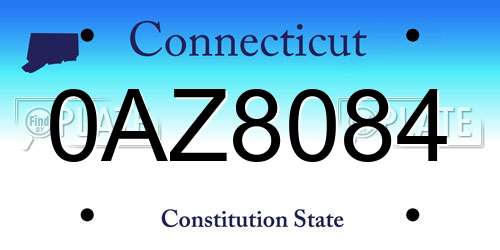 0AZ8084 Connecticut License Plate