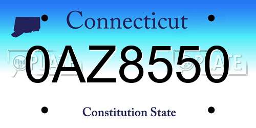 0AZ8550 Connecticut License Plate