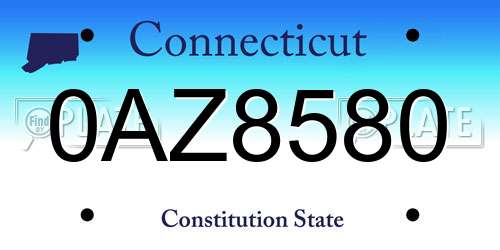 0AZ8580 Connecticut License Plate
