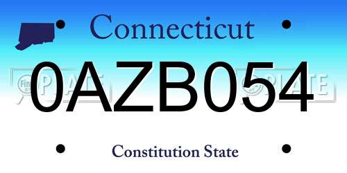 0AZB054 Connecticut License Plate