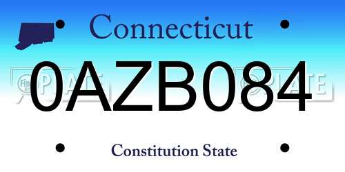 0AZB084 Connecticut License Plate