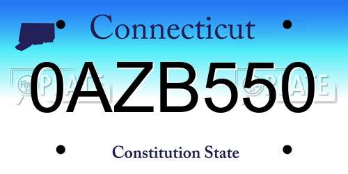 0AZB550 Connecticut License Plate