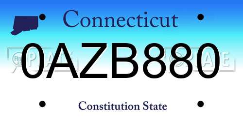 0AZB880 Connecticut License Plate