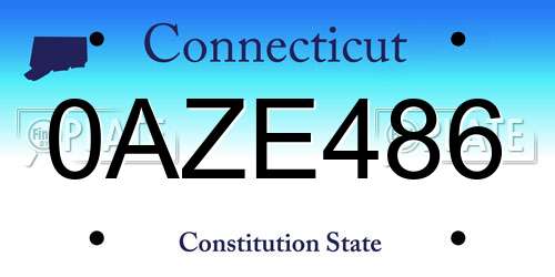0AZE486 Connecticut License Plate