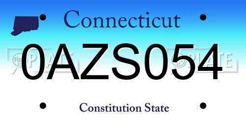 0AZS054 Connecticut License Plate