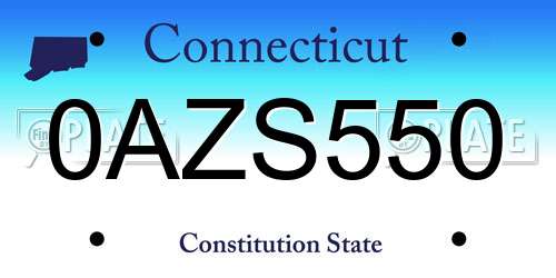 0AZS550 Connecticut License Plate