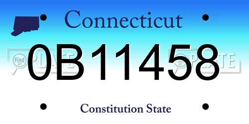 0B11458 Connecticut License Plate