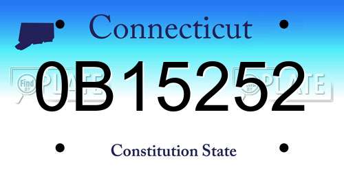 0B15252 Connecticut License Plate