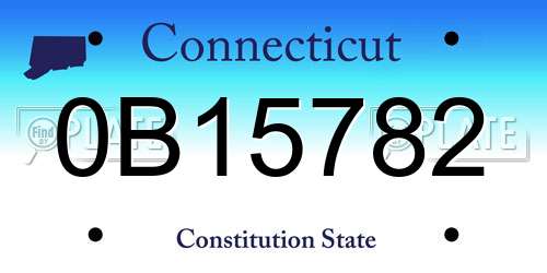 0B15782 Connecticut License Plate
