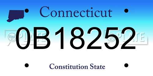 0B18252 Connecticut License Plate