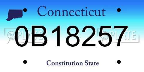 0B18257 Connecticut License Plate