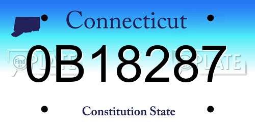0B18287 Connecticut License Plate