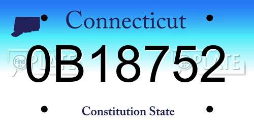 0B18752 Connecticut License Plate