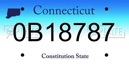 0B18787 Connecticut License Plate