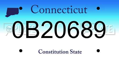0B20689 Connecticut License Plate
