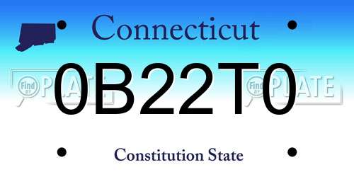 0B22T0 Connecticut License Plate