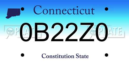 0B22Z0 Connecticut License Plate