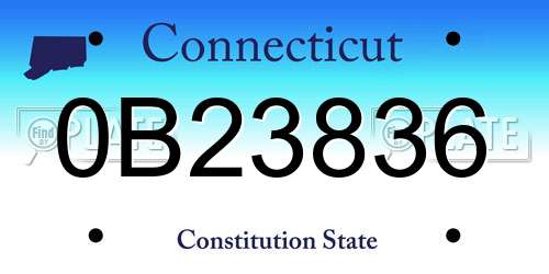 0B23836 Connecticut License Plate