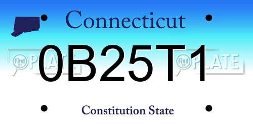 0B25T1 Connecticut License Plate
