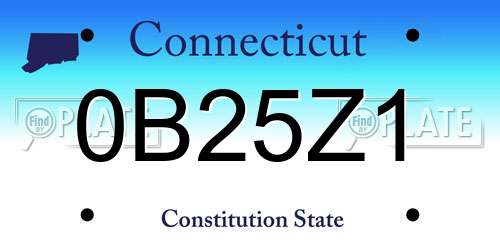 0B25Z1 Connecticut License Plate