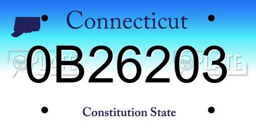 0B26203 Connecticut License Plate