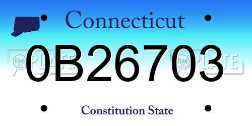 0B26703 Connecticut License Plate