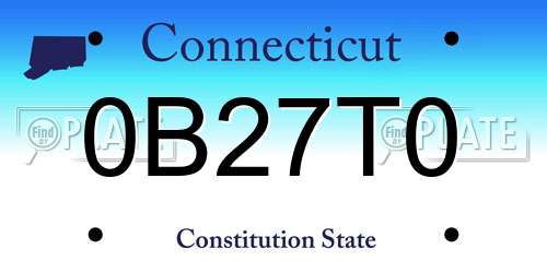 0B27T0 Connecticut License Plate