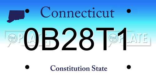 0B28T1 Connecticut License Plate