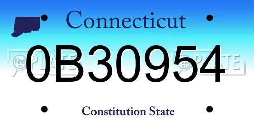 0B30954 Connecticut License Plate