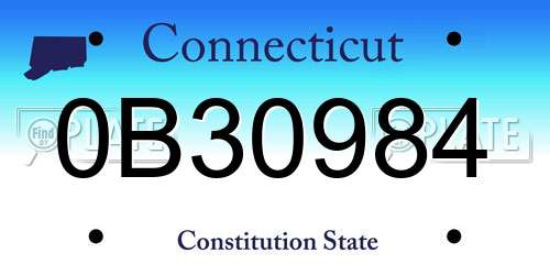 0B30984 Connecticut License Plate