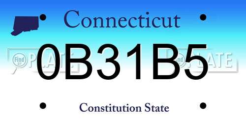 0B31B5 Connecticut License Plate