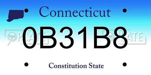 0B31B8 Connecticut License Plate