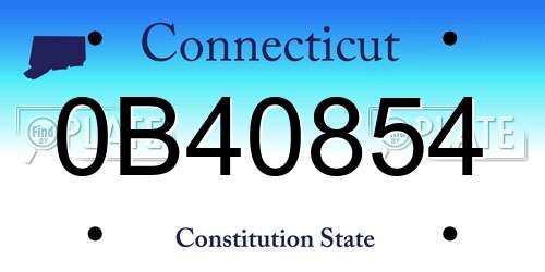 0B40854 Connecticut License Plate