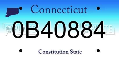 0B40884 Connecticut License Plate