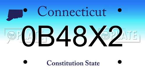 0B48X2 Connecticut License Plate