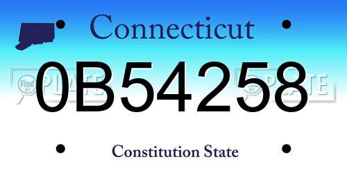 0B54258 Connecticut License Plate
