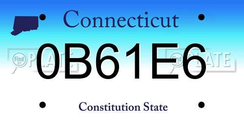 0B61E6 Connecticut License Plate