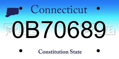 0B70689 Connecticut License Plate