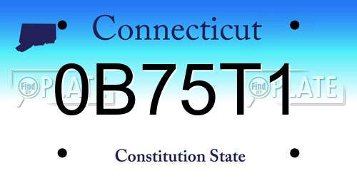 0B75T1 Connecticut License Plate