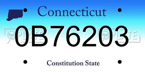 0B76203 Connecticut License Plate