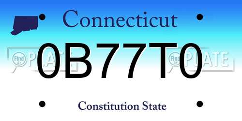 0B77T0 Connecticut License Plate