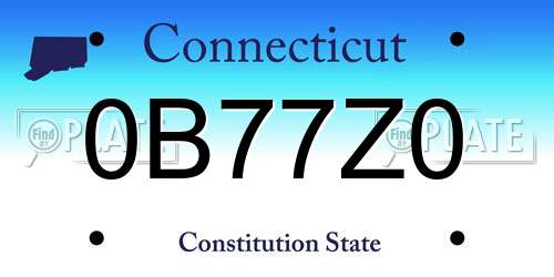 0B77Z0 Connecticut License Plate