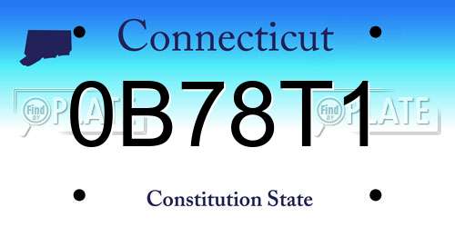 0B78T1 Connecticut License Plate
