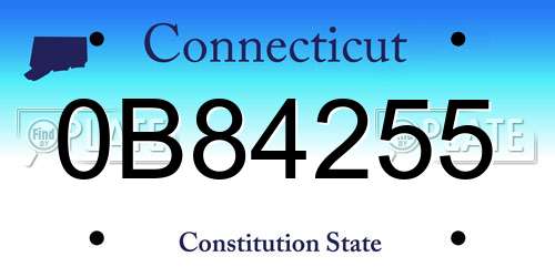 0B84255 Connecticut License Plate