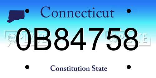 0B84758 Connecticut License Plate