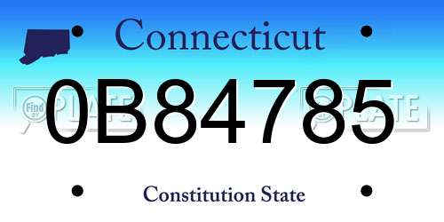 0B84785 Connecticut License Plate