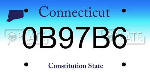 0B97B6 Connecticut License Plate