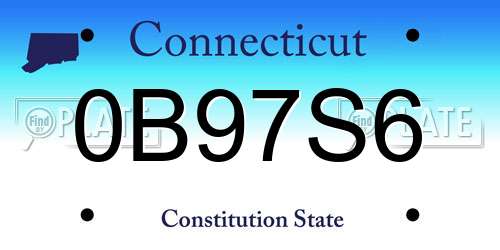0B97S6 Connecticut License Plate