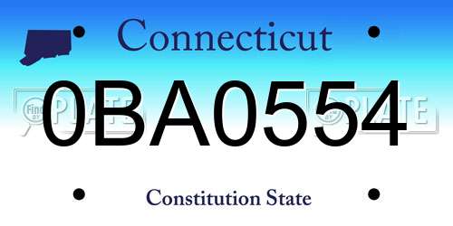 0BA0554 Connecticut License Plate