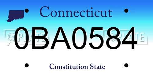 0BA0584 Connecticut License Plate